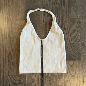 White Ribbed Halter Top